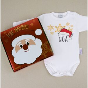 babidu body navideno personalizado navidad gorro papa noel con cajita de regalo