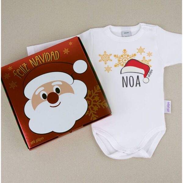 babidu body navideno personalizado navidad gorro papa noel con cajita de regalo