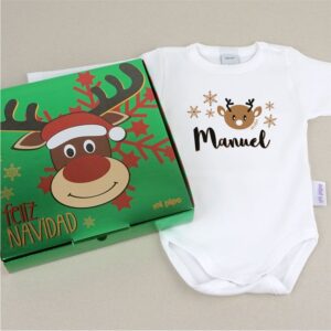 babidu body navideno personalizado navidad reno bebe con cajita de regalo
