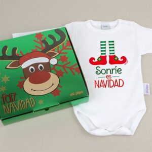 babidu body navideno sonrie es navidad con cajita de regalo