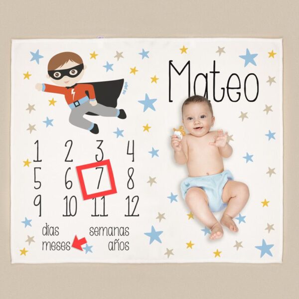 manta cumplemes superheroe personalizada
