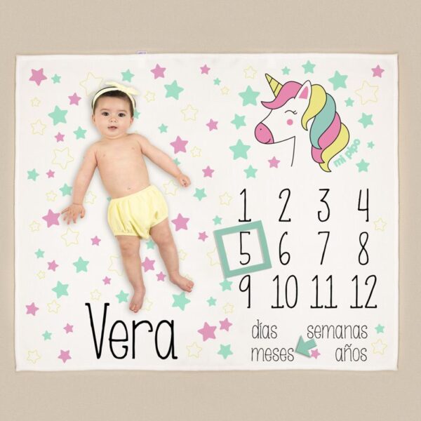 manta cumplemes unicornio personalizada