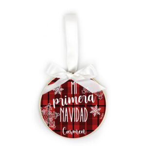 bola navidad madera cuadros rojos o verdes mi primera navidad personalizada (1)